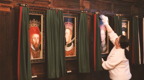 Hever Castle cleaning the portraits
