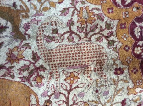 Chinese Silk rug of Broadward Hall showing a giraffe